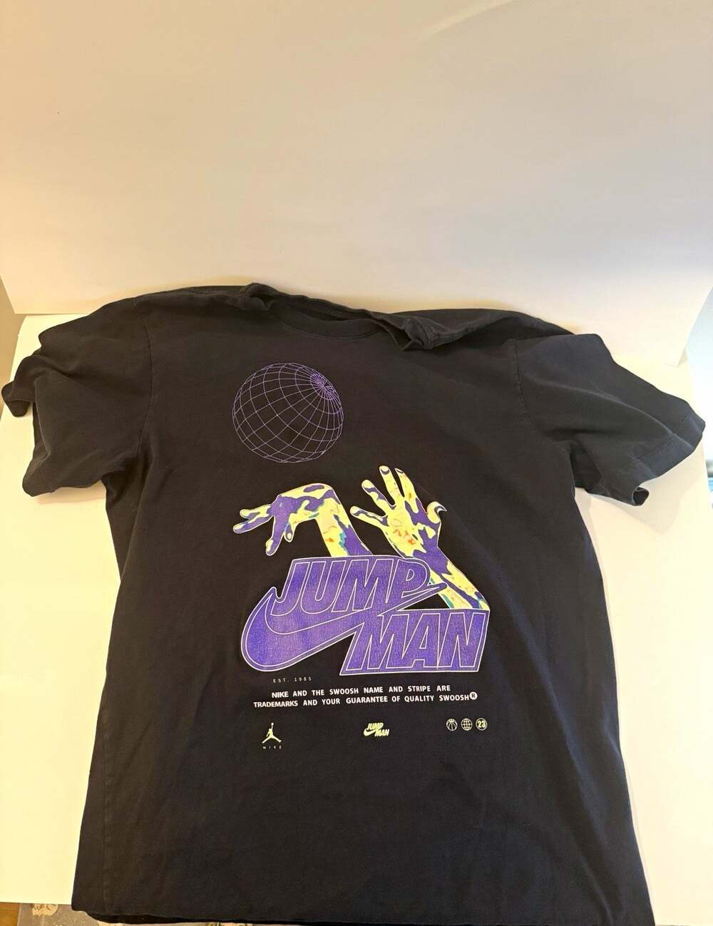 Jordan Jumpman Black Graphic Print Logo Crew Neck Short Sleeve T-Shirt Men's M